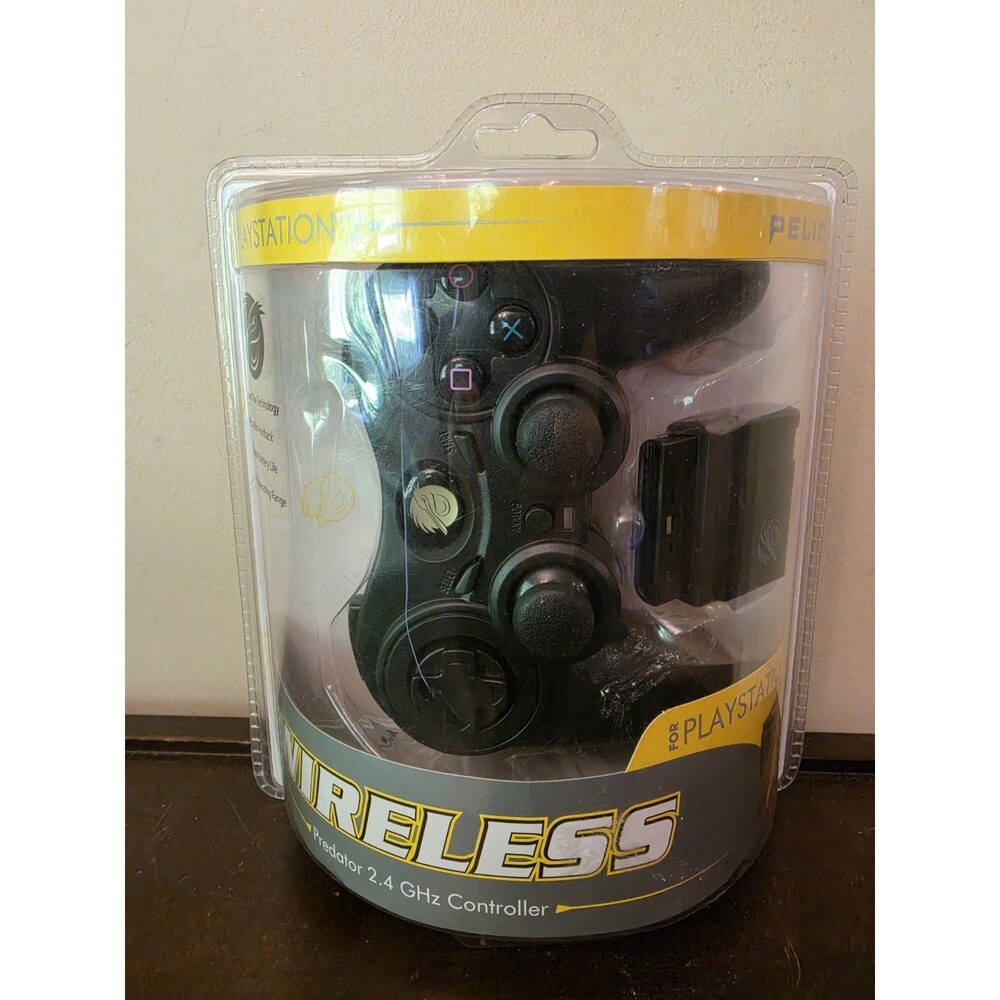 Pelican Predator Playstation 2 PS2 Wireless Controller w/ Dongle Black NEW!